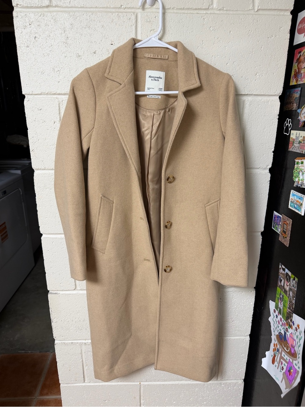 Abercrombie & Fitch Women's Camel Single-Breasted Wool Blend Coat
